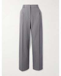 Alaïa - Capri Pleated Wool-Gabardine Straight-Leg Pants - Lyst