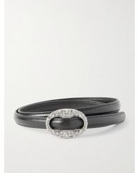 Saint Laurent - Crystal-Embellished Leather Belt - Lyst