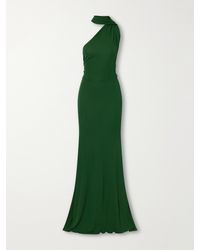 Alex Perry - Scarf-Detailed One-Shoulder Ruched Jersey Gown - Lyst