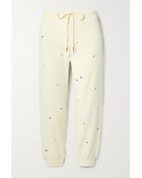 The Great - The Sherpa Cropped Embroidered Cotton-blend Fleece Track Pants - Lyst