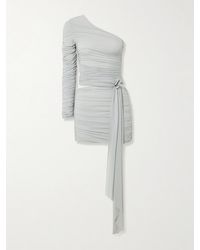 Maygel Coronel - Socarras Set Aus Asymmetrischem Oberteil Und Minirock Aus Stretch-Mesh Mit Raffungen Und Applikation - Lyst