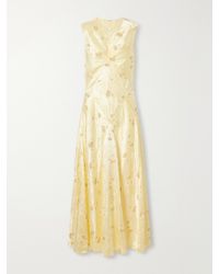 Doen - Ginette Paneled Floral Satin-Jacquard Midi Dress - Lyst