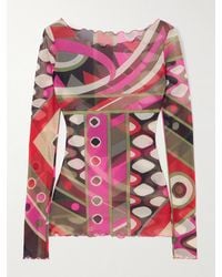 Emilio Pucci - Ruffle-Trimmed Printed Chiffon Top - Lyst