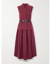 Self-Portrait - Mehrlagiges Midikleid Aus Twill Mit Falten Und Gürtel - Lyst