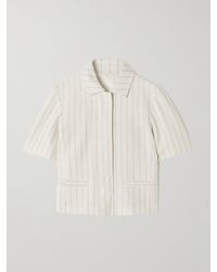 Max Mara - Cropped Striped Cotton-Piqué Jacket - Lyst