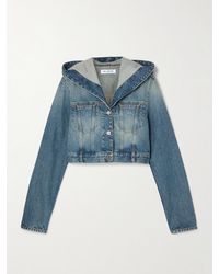 Alaïa - Verkürzte Jeansjacke Mit Kapuze - Lyst