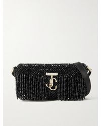 Jimmy Choo - Sac Porté Épaule En Satin À Franges Et À Ornements Avenue Mini - Lyst