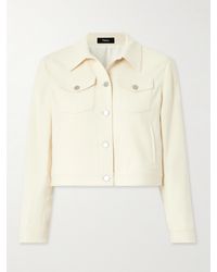Theory - Shrunken Trucker Cropped Crepe Jacket - Lyst