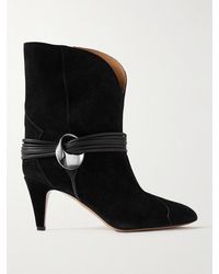 Isabel Marant - Dytho Ankle Boots Aus Veloursleder Mit Lederbesätzen Und Verzierungen - Lyst