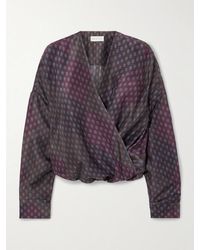 Dries Van Noten - Wrap-Effect Draped Printed Silk-Habotai Blouse - Lyst