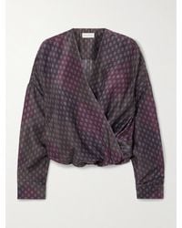 Dries Van Noten - Bluse Aus Bedruckter Habutai-Seide Mit Wickeleffekt Und Falten - Lyst