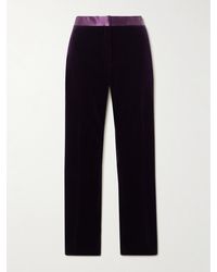 Tom Ford - Satin-Trimmed Cotton-Blend Velvet Straight-Leg Pants - Lyst