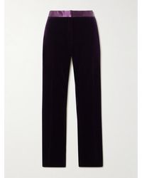 Tom Ford - Hose Mit Geradem Bein Aus Baumwollsamt Mit Satinbesatz - Lyst