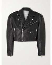 Halfboy - Oversized Cropped Leather Biker Jacket - Lyst