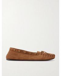 KHAITE - Milly Embellished Whipstitched Suede Loafers - Lyst