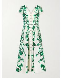 Saloni - Zoey-E Printed Cotton-Poplin Midi Dress - Lyst