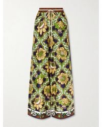 ALÉMAIS - Liana Printed Silk-Twill Wide-Leg Pants - Lyst