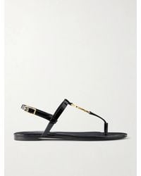 Saint Laurent - Cassandre Logo-Embellished Patent Leather Sandals - Lyst