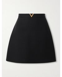 Valentino Garavani - Embellished Wool And Silk-Blend Crepe Mini Skirt - Lyst