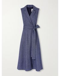 Carolina Herrera - Belted Linen, Wool, Cashmere And Silk-Blend Midi Dress - Lyst