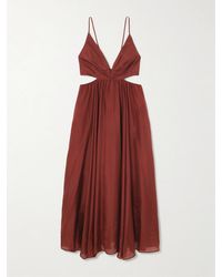 Zimmermann - Wanderlust Cutout Silk-Poplin Maxi Dress - Lyst
