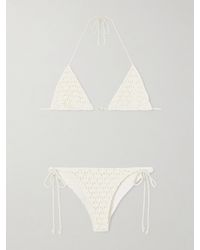 SARA CRISTINA - Pearl Crocheted Cotton Triangle Bikini - Lyst