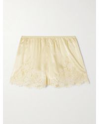 Doen - Iona Lace-Trimmed Silk-Satin Shorts - Lyst
