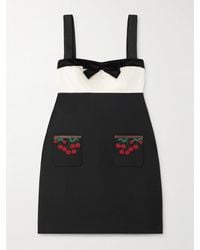 Valentino Garavani - Embellished Satin-Trimmed Wool And Silk-Blend Crepe Mini Dress - Lyst