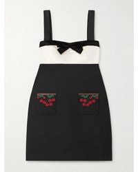 Valentino Garavani - Embellished Satin-Trimmed Wool And Silk-Blend Crepe Mini Dress - Lyst
