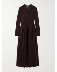 Tory Burch - Wrap-Effect Gathered Jersey Midi Dress - Lyst