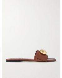 Loewe - Pebble Embellished Leather Slides - Lyst