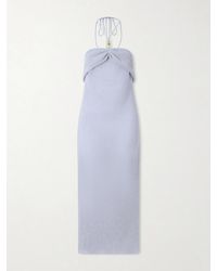 Magda Butrym - Embellished Gathered Textured Lyocell-Blend Halterneck Maxi Dress - Lyst