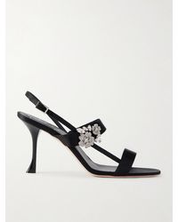 Roger Vivier - Mini Bouquet 85 Crystal-Embellished Satin Sandals - Lyst