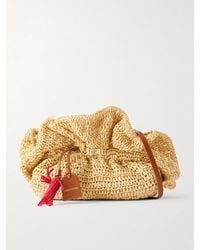 Aquazzura - Paradise Mini Leather-Trimmed Raffia Bag - Lyst