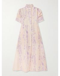 Thierry Colson - Venetia Ruffled Floral-Print Cotton-Poplin Midi Dress - Lyst
