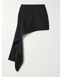 Loewe - Asymmetric Wool-Twill Mini Skirt - Lyst