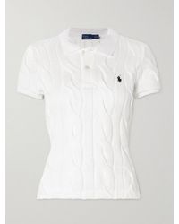 Polo Ralph Lauren - Embroidered Cable-Knit Cotton Polo Shirt - Lyst