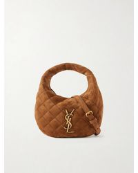 Saint Laurent - Icarino Mini Matelassé Suede Shoulder Bag - Lyst