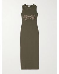 Magda Butrym - Crochet-Trimmed Ribbed Cotton-Blend Jersey Midi Dress - Lyst