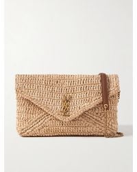 Saint Laurent - Cassandre Leather-Trimmed Raffia Shoulder Bag - Lyst