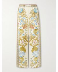 Versace - Hose Mit Weitem Bein Aus Bedrucktem Seiden-Twill - Lyst