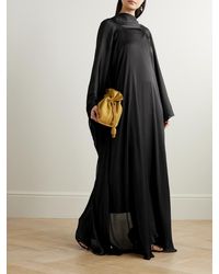 abadia suri paneled twill and crinkled voile maxi dress Abadia Suri Paneled Twill And Crinkled-Voile Maxi Dress in Black