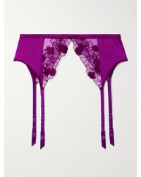 Kiki de Montparnasse - Strumpfgürtel Aus Tüll Mit Satinbesätzen Aus Einer Seidenmischung, Applikationen Und Stickereien - Lyst