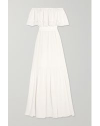 Temperley London Felicity Off-the-shoulder Lace-trimmed Silk Crepe De Chine Gown - White
