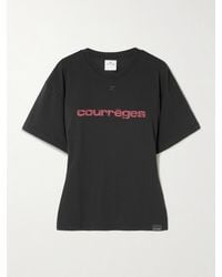 Courreges - T-Shirt Aus Baumwoll-Jersey Mit Print Und Stickerei - Lyst