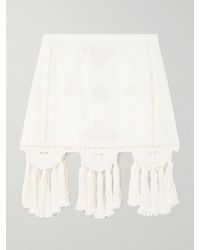 Isabel Marant - Sandra Minirock Aus Baumwolle Mit Besatz Aus Makrameegarn Und Fransen - Lyst