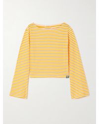 Mother - The Skipper Bell Striped Stretch-Cotton Sweater - Lyst