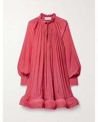 Lanvin - Ruffled Charmeuse Mini Dress - Lyst