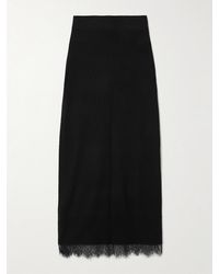arch4 - Penelopy Lace-Trimmed Ribbed Organic Cashmere Midi Skirt - Lyst