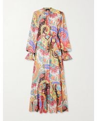 Etro - Belted Paisley-Print Cotton-Voile Maxi Shirt Dress - Lyst
